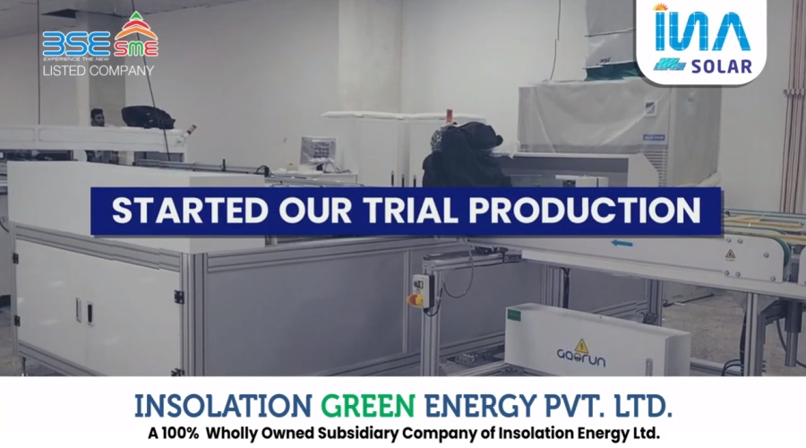Insolation Energy Ltd's subsidiary starts trial run of solar panels
